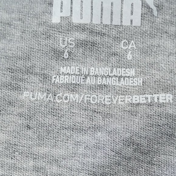 NWT Puma‎ Girls Grey Short Cap Sleeve Crew Neck Graphic Print T Shirt Size 6 Top - Picture 4 of 12